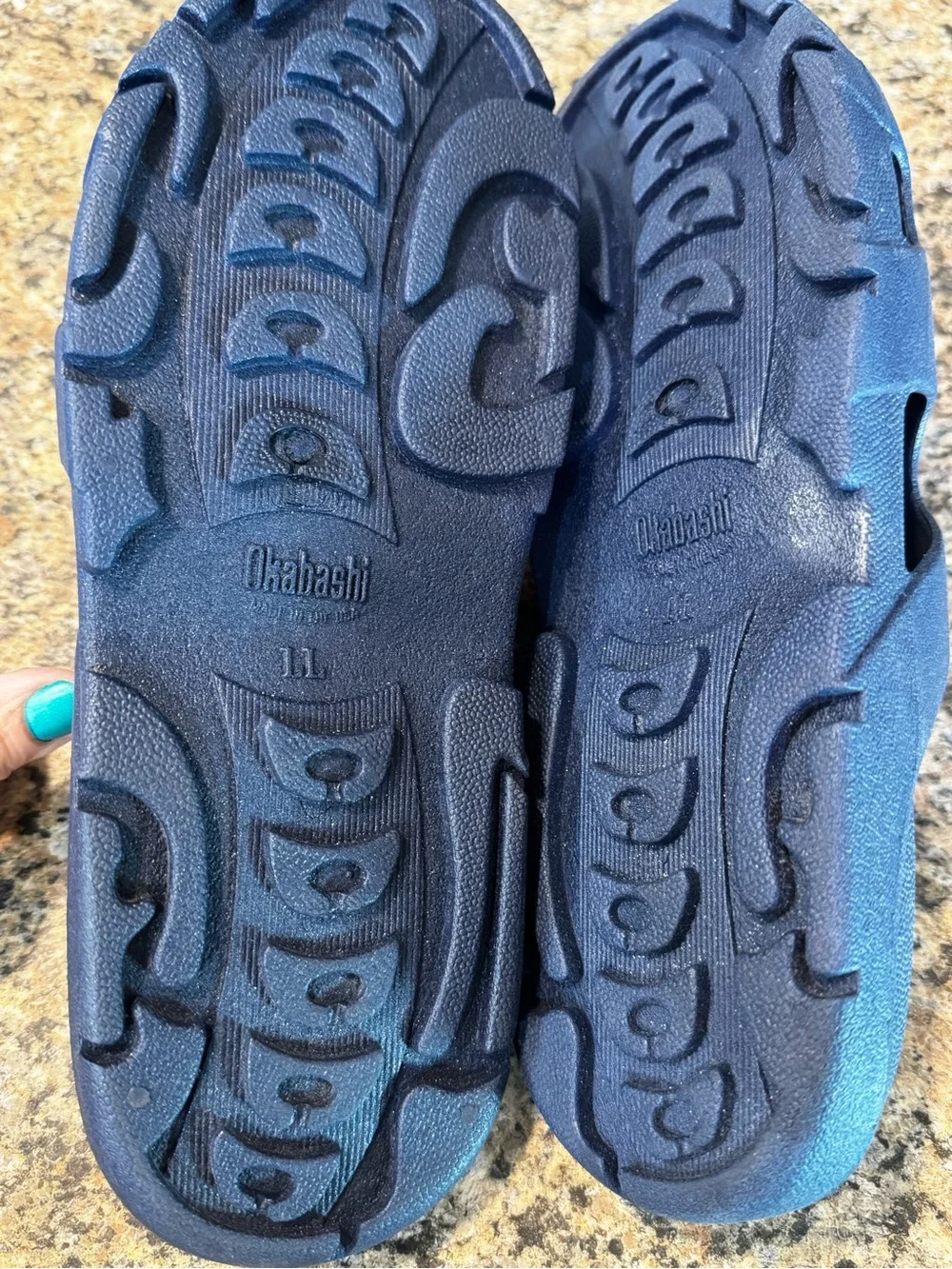 Okabashi Eurosport Navy Blue Slides Sandals Men’s Size LL Us 9-10 Comfort Arch